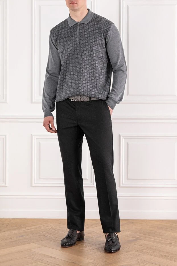 Corneliani геометриялық жаккард поло ұзын жең сыдырма 189209 - фото 2