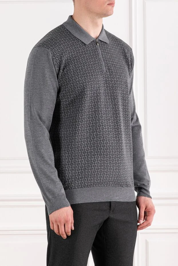 Corneliani геометриялық жаккард поло ұзын жең сыдырма 189209 - фото 3