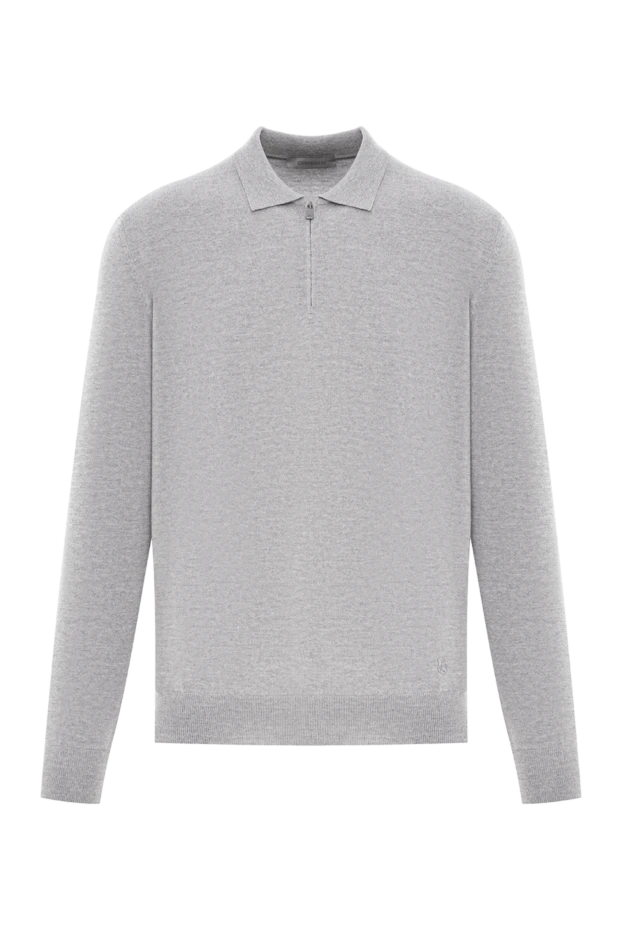 Men's Grey Wool Long Sleeve Polo Shirt - photo 1