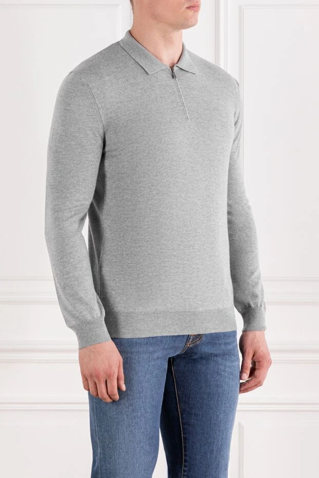 Corneliani ерлерге арналған сұр жүннен жасалған ұзын жеңді поло жейдесі 189211 - фото 3