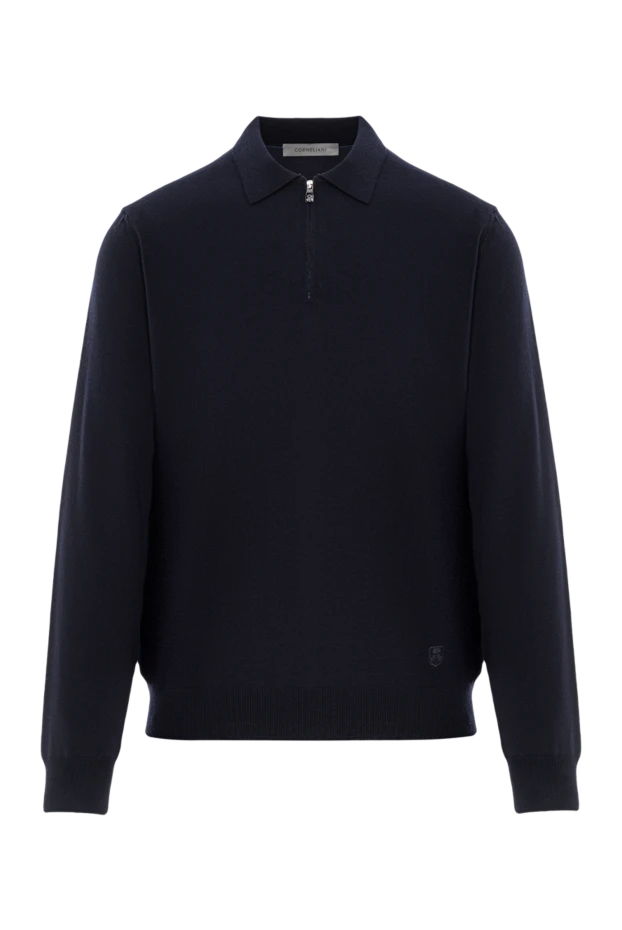 Corneliani қою көк түстегі сыдырмасы бар жүннен жасалған поло көйлек
 189214 - фото 1