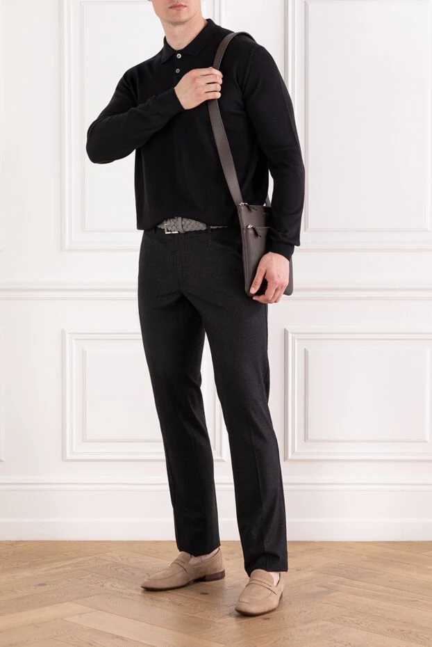 Чёрное поло с длинным рукавом из шерстяного трикотажа
- фото 2