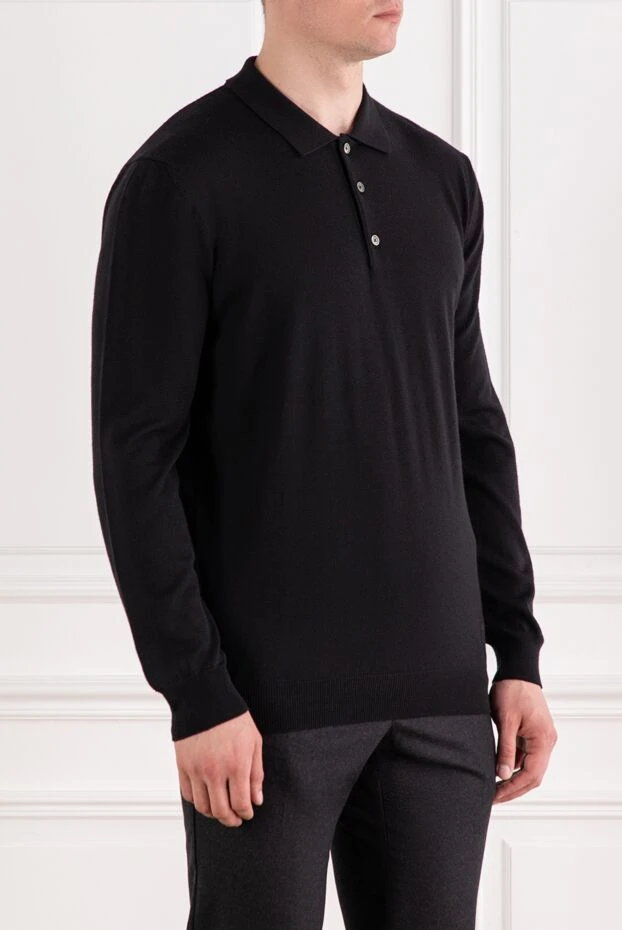 Corneliani жүннен жасалған жейдеден жасалған қара ұзын жеңді поло жейде
 189221 - фото 3