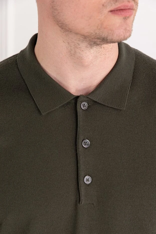Corneliani жасыл түсті жүннен жасалған ұзын жеңді түймелі поло жейде 189222 - фото 3