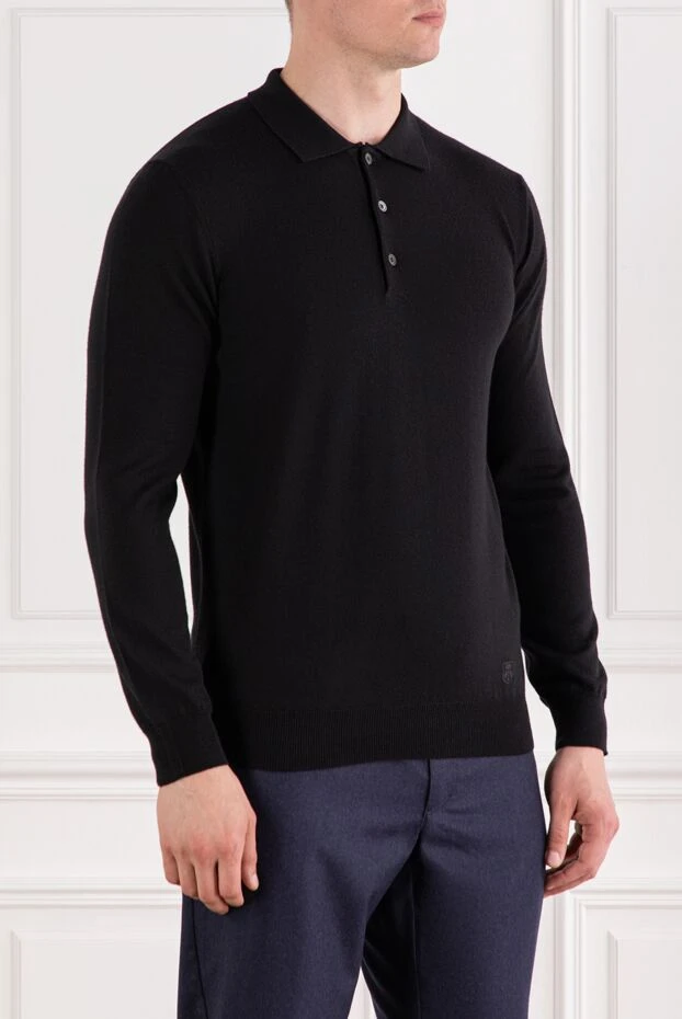 Corneliani черное шерстяное поло с длинным рукавом на пуговицах 189224 - фото 3