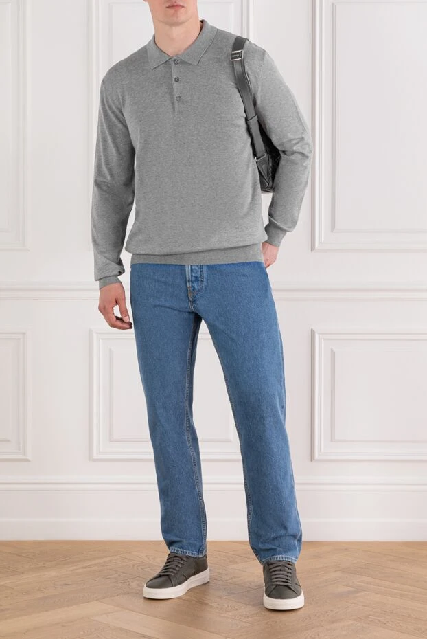 Сұр түсті асыл реңктегі ұзын жеңді жүннен жасалған поло
- фото 2