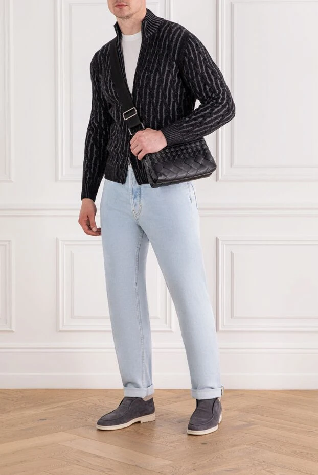 Ferrante трикотажный кардиган из шерсти черный с вертикальной плетёной фактурой
 189229 - фото 2