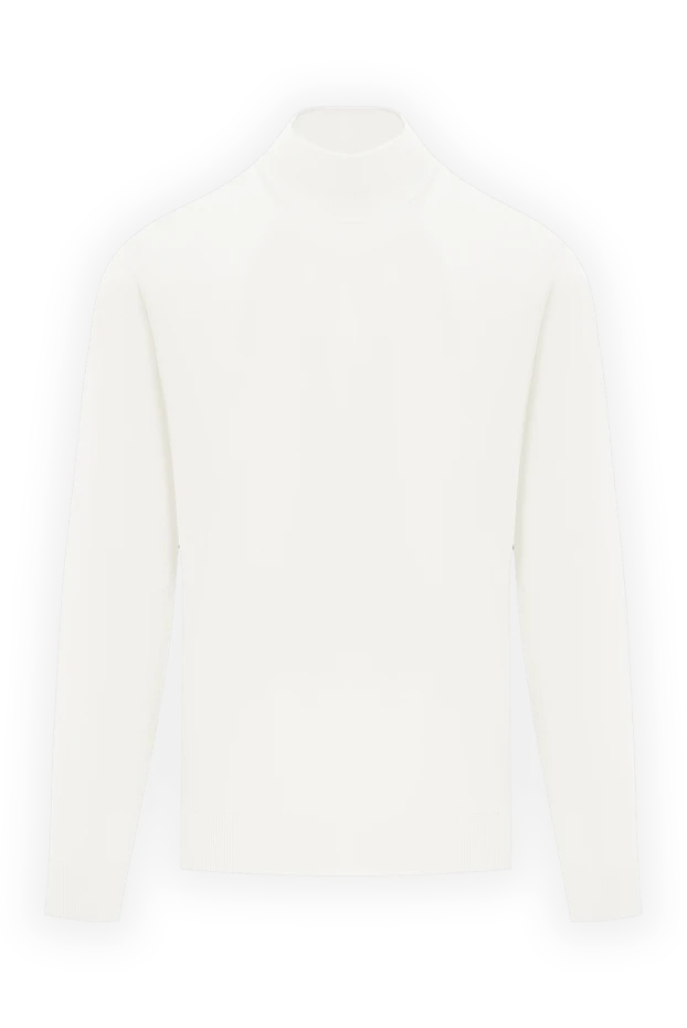 Джемпер мужской белый с воротником стойкой из шерсти - фото 1