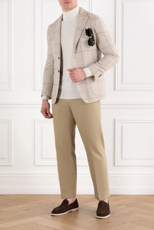 Corneliani джемпер мужской белый с воротником стойкой из шерсти 189236 - фото 2