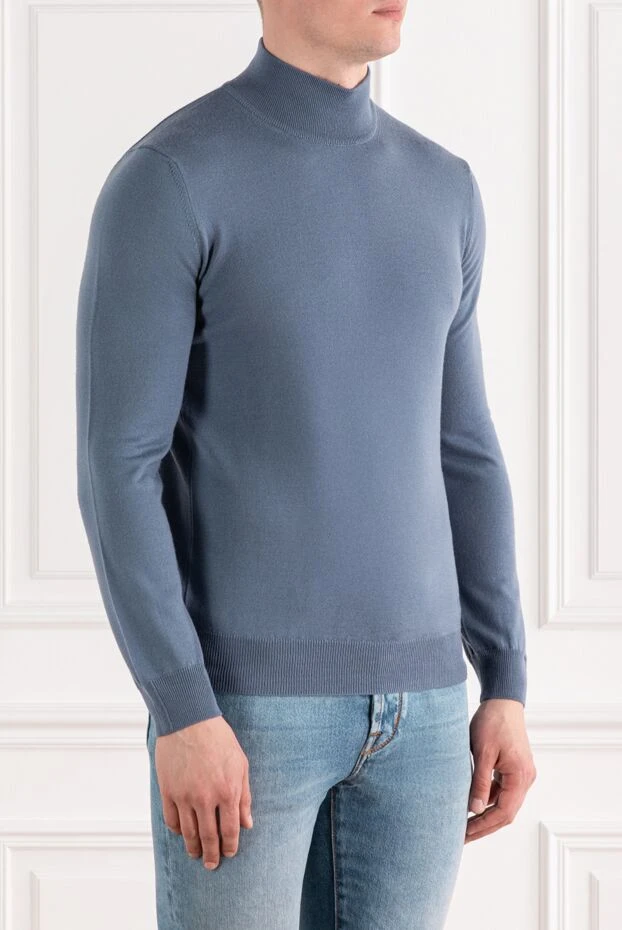 Corneliani light blue men's wool jumper with a stand-up collar
 189238 - photo 3