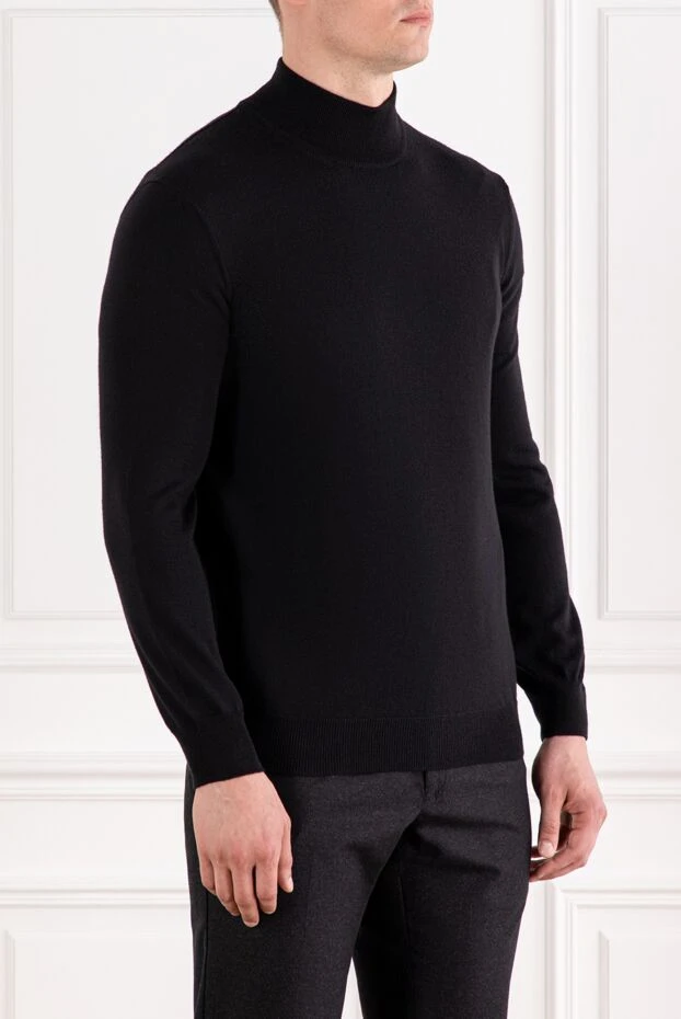 Corneliani мужской джемпер с лаконичным дизайном и плотной горловиной черный
 189240 - фото 3