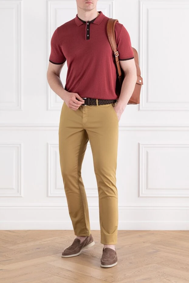 Контраст пластикасы бар бургундия ерлер поло көйлегі - фото 2