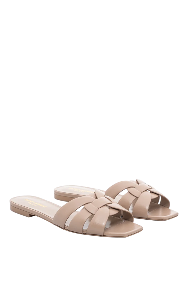 Saint Laurent tribute beige interlocking strap slides 189255 - photo 3