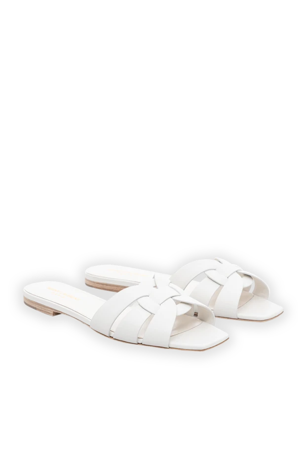 Saint Laurent бір-біріне жабысатын белдіктері бар ақ түстегі құрмет слайдтары 189256 - фото 3