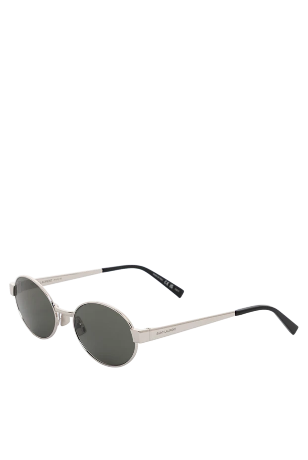 Saint Laurent серые солнцезащитные очки в круглой металлической оправе c нейлоновыми линзами 189262 - фото 3