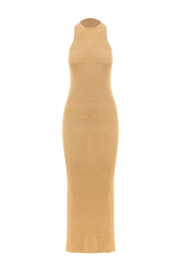 Платье-борцовка из ламе с ребристым узором желтое - фото 1