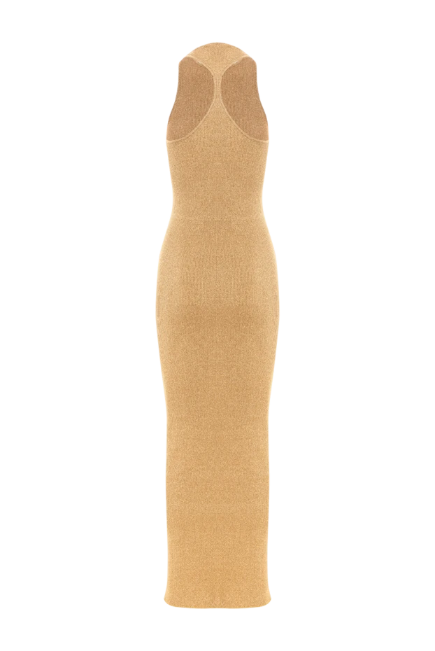 Saint Laurent платье-борцовка из ламе с ребристым узором желтое 189270 - фото 2