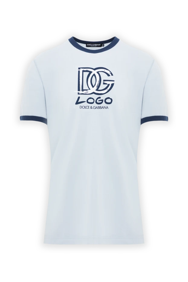 Мужская белая футболка из хлопка с напечатанным логотипом - фото 1