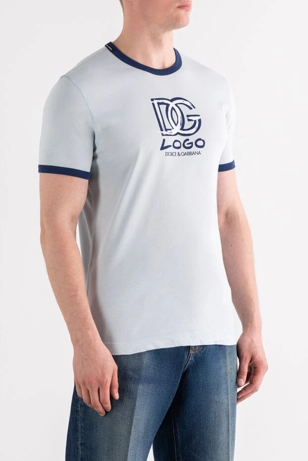Dolce & Gabbana мужская белая футболка из хлопка с напечатанным логотипом 189272 - фото 3