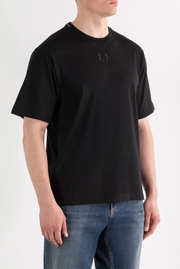 Dolce & Gabbana футболка из хлопкового джерси с вышитым логотипом dg черная мужская 189274 - фото 3