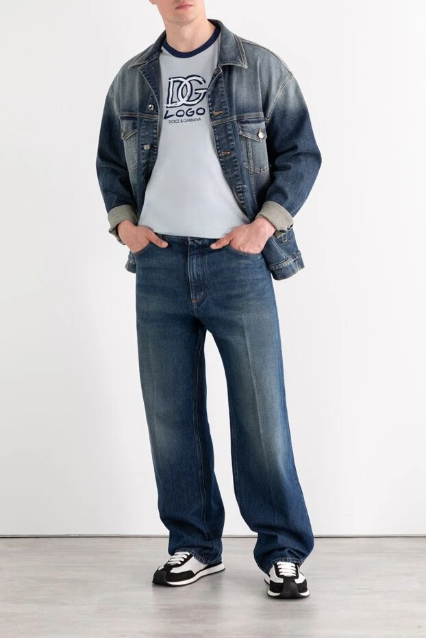 Dolce & Gabbana джинсы свободного силуэта из хлопка с вышитым логотипом синие 189275 - фото 2