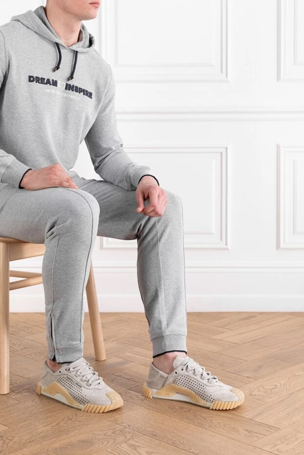 NS1 slip-on sneakers in suede gray calfskin with perforations and applique - photo 2