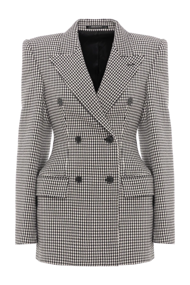Hourglass Houndstooth Wool Jacket in Black and White - photo 1