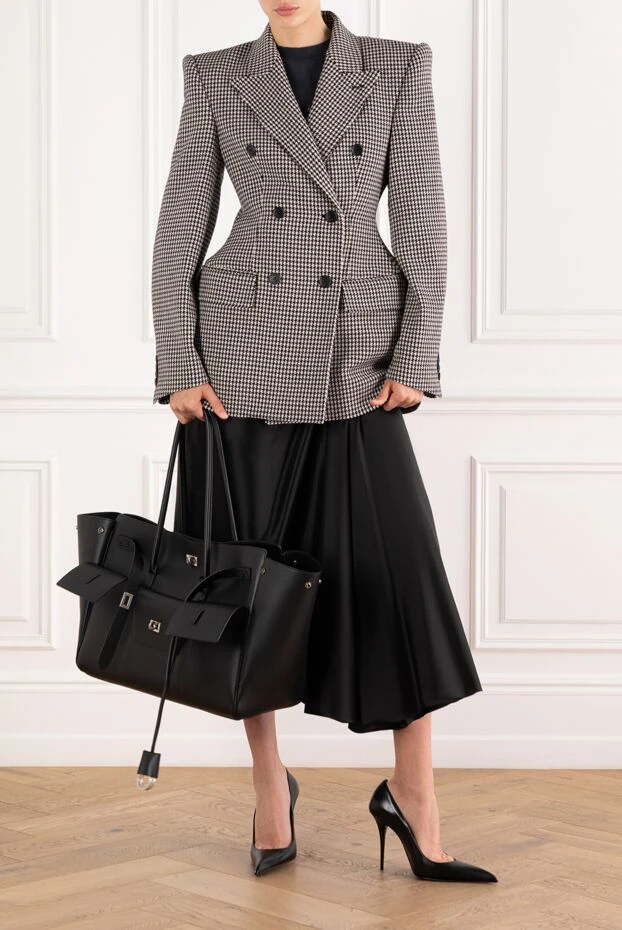 Balenciaga жакет hourglass из шерсти с узором «гусиная лапка» черного и белого цвета 189291 - фото 2