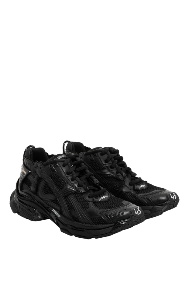 Balenciaga мужские кроссовки runner в черном цвете из сетки и нейлона 189296 - фото 3
