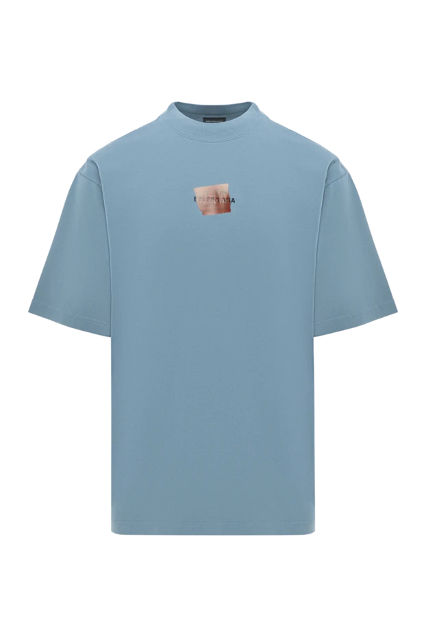 Blue cotton crew neck logo t-shirt - photo 1