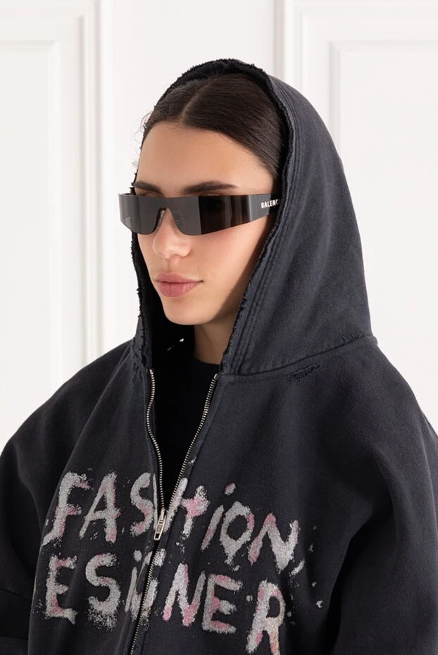 Balenciaga солнцезащитные очки mono rectangle черного цвета 189301 - фото 2