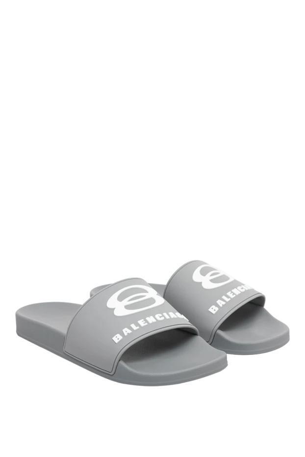 Balenciaga men's grey logo pool flip flops 189305 - photo 3