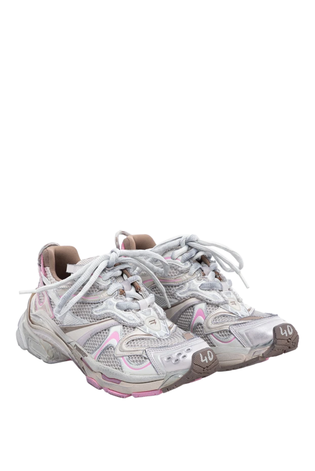 Balenciaga женские кроссовки runner 2.0 в сером цвете с эффектом потертости 189309 - фото 3