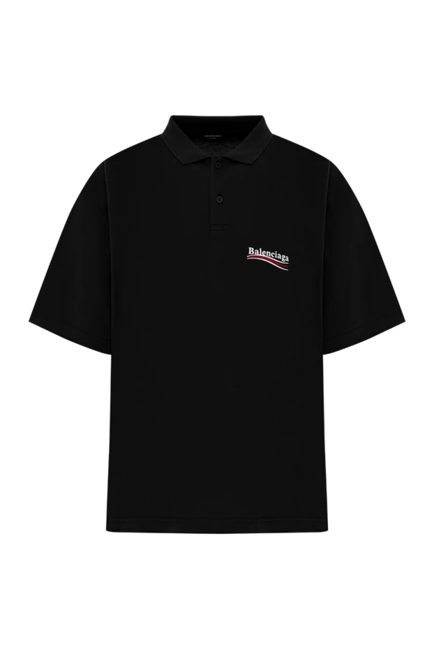 Логотипі бар ерлерге арналған қара мақтадан жасалған поло көйлегі - фото 1