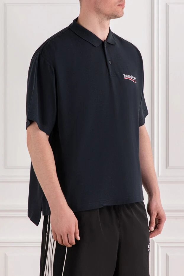 Balenciaga мужская рубашка-поло в черном цвете из хлопка с логотипом 189311 - фото 3