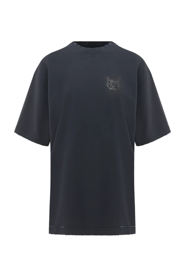 Әйелдерге арналған сұр винтажды әсерлі мақта матадан жасалған футболка - фото 1