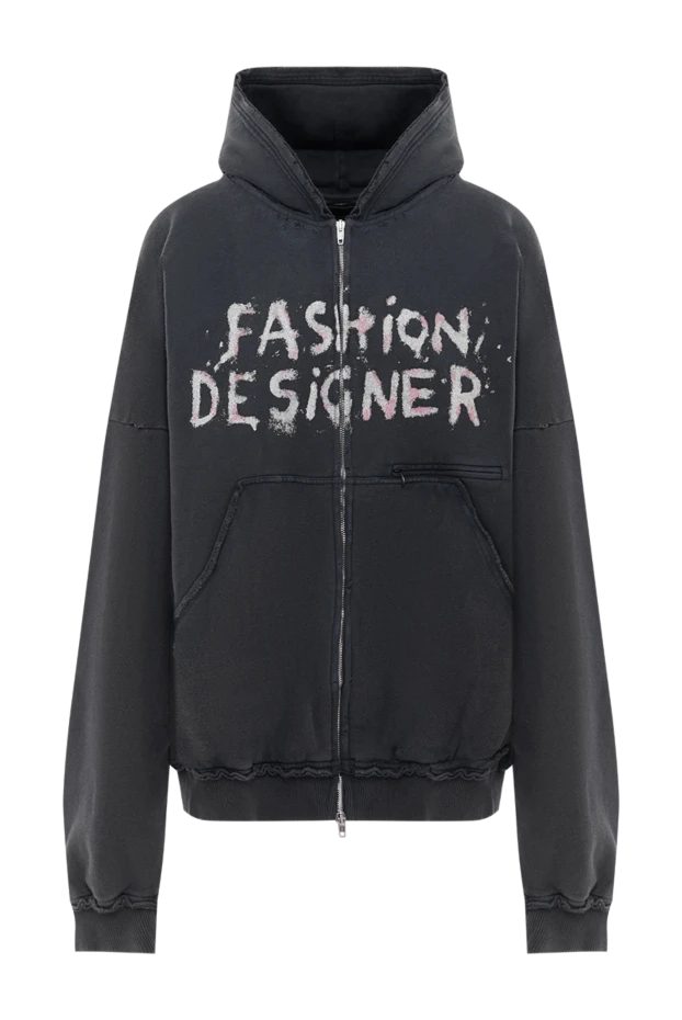 Худи женское с капюшоном с принтом Fashion Designer серое - фото 1