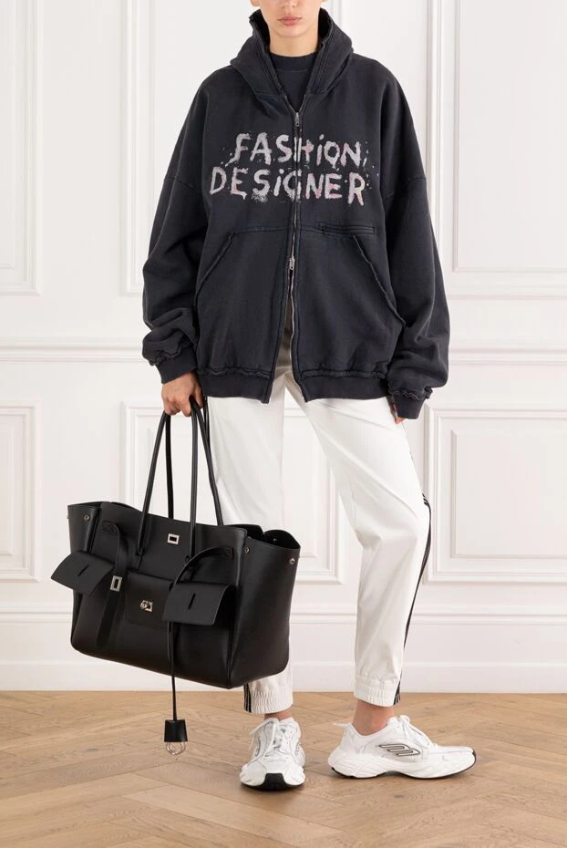 Balenciaga худи женское с капюшоном с принтом fashion designer серое 189316 - фото 2