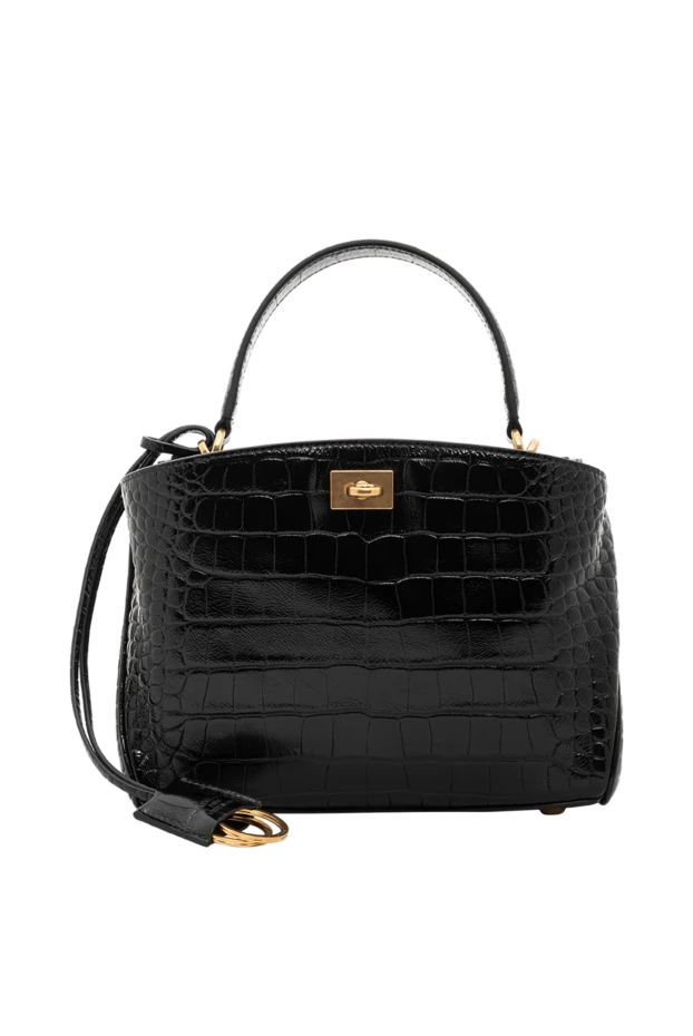 Қара Croc бедерлі жұмсақ бұзау терісінен жасалған Rodeo сөмкесі - фото 1