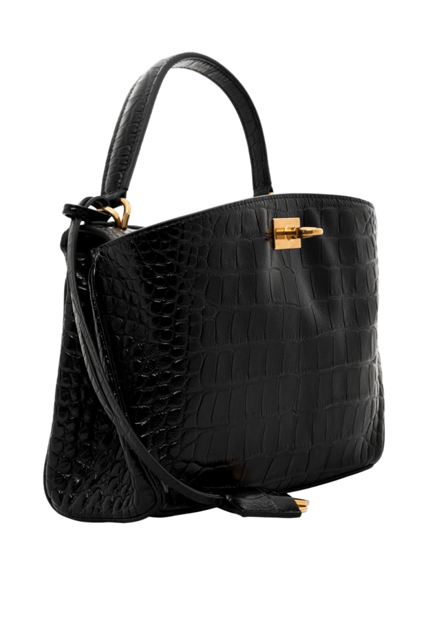 Balenciaga сумка rodeo handbag mini из черной мягкой телячьей кожи с тиснением под крокодила 189319 - фото 3