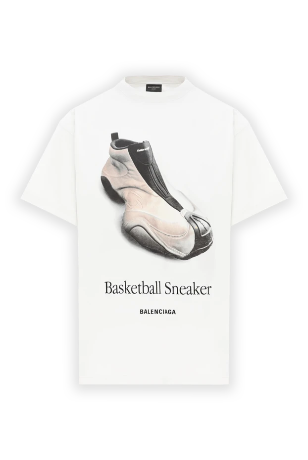 Баскетбол кроссовкасы Графикалық мақта-матадан жасалған футболка Ақ - фото 1