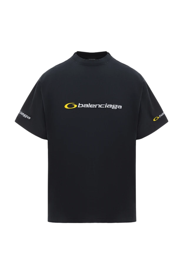 Black oversized t-shirt with embroidered logo cotton - photo 1