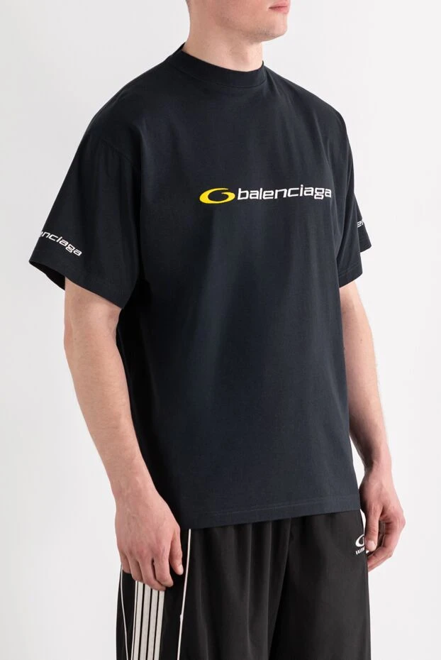 Balenciaga черная футболка оверсайз с вышитым логотипом из хлопока 189328 - фото 3