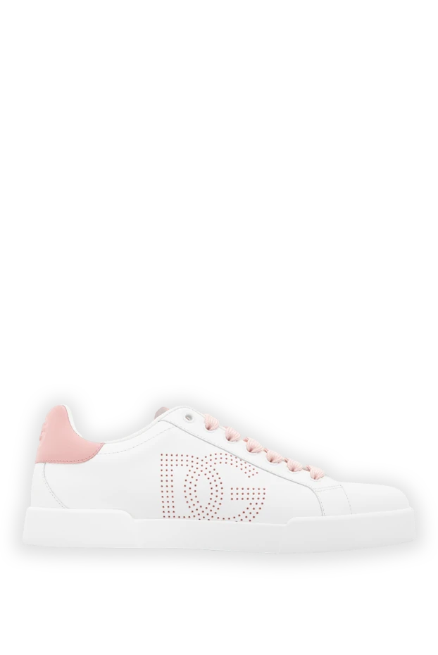 Перфорацияланған логотипі бар ақ бұзау терісінен жасалған Portofino кроссовкалары - фото 1