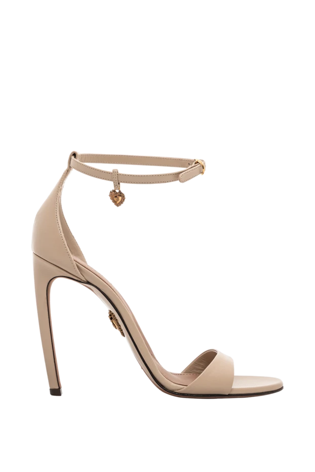 Бежевый жылтыр балаларға арналған былғары сандалдар - фото 1