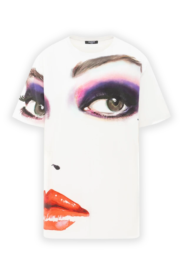 Әйелдерге арналған ақ мақтадан жасалған арт-принтті футболка - фото 1