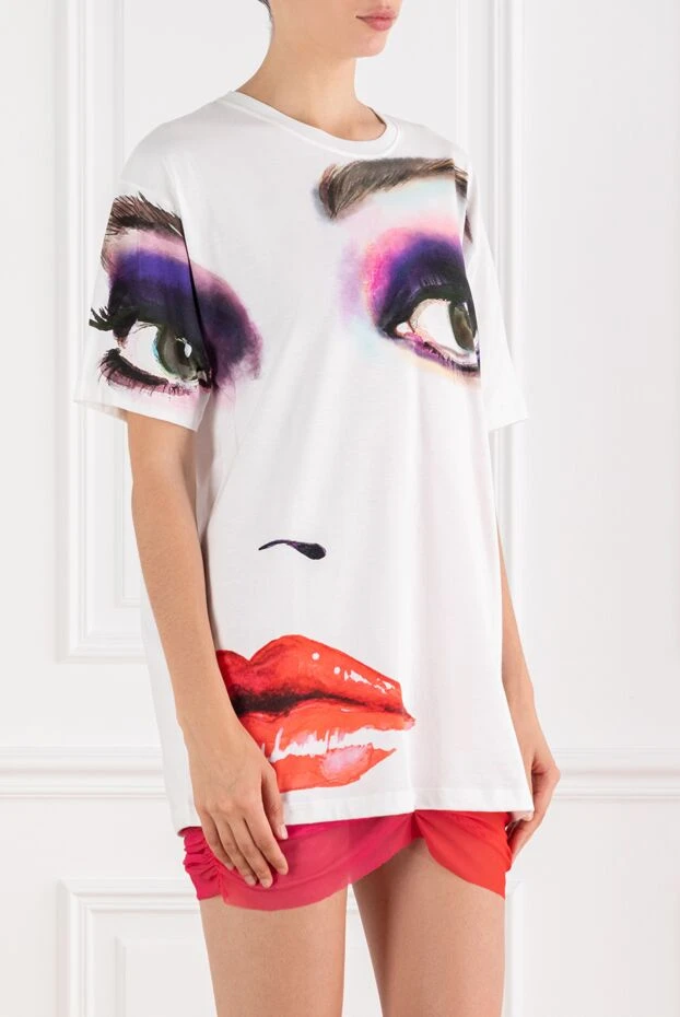 Balmain women's white cotton face art print t-shirt 189338 - photo 3