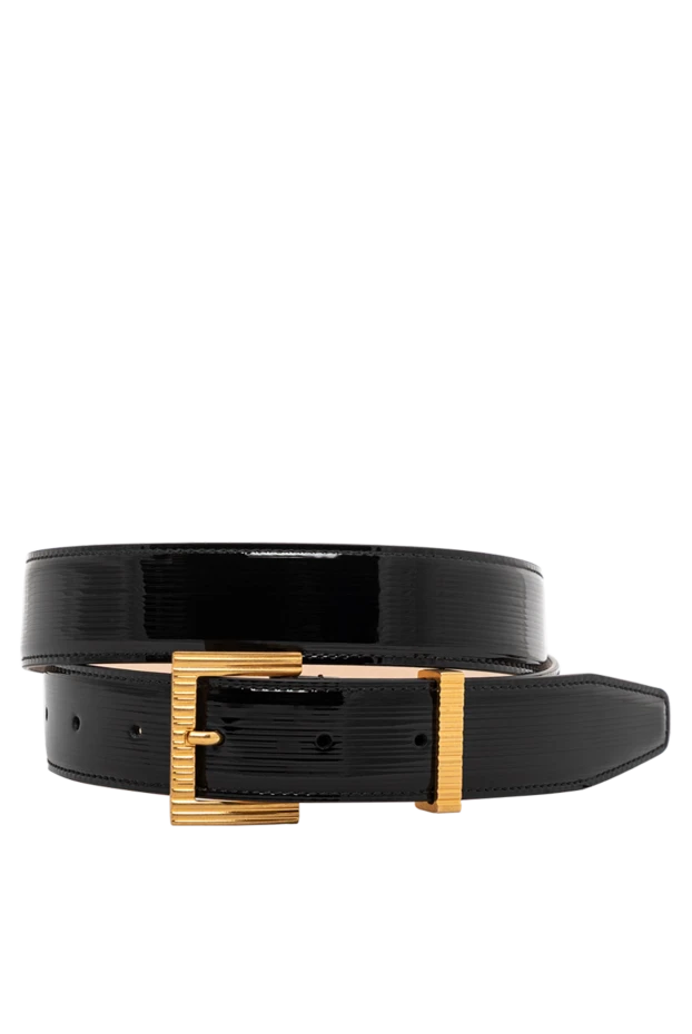 Жолақты қара былғарыдан жасалған әйелдер белбеуі - фото 1