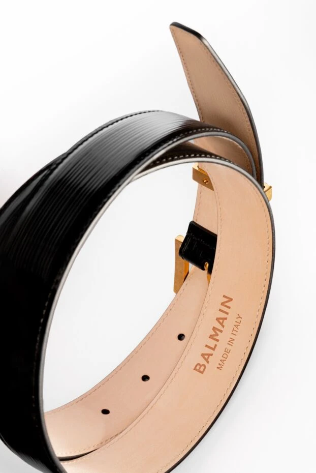 Жолақты қара былғарыдан жасалған әйелдер белбеуі - фото 2