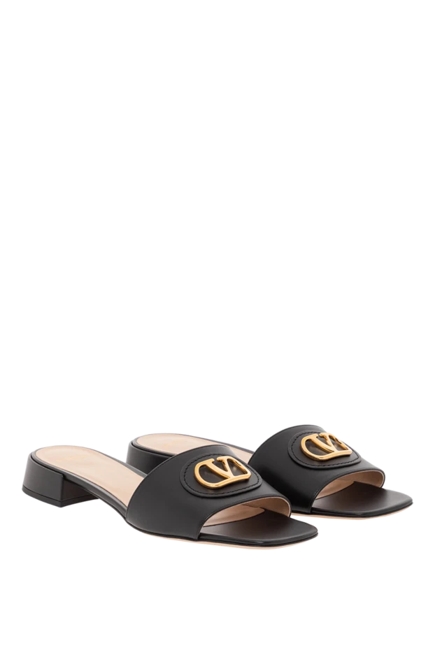 Valentino шлепанцы slide из телячьей кожи с отделкой vlogo черные 189345 - фото 3